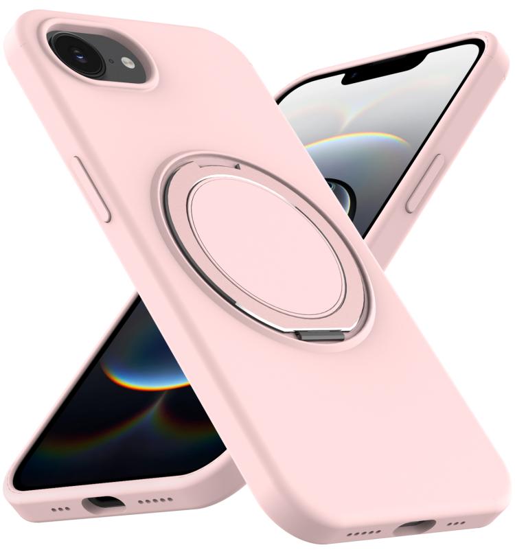 For iPhone 17e / 16e Liquid Silicone MagSafe Phone Case with Rotating Holder