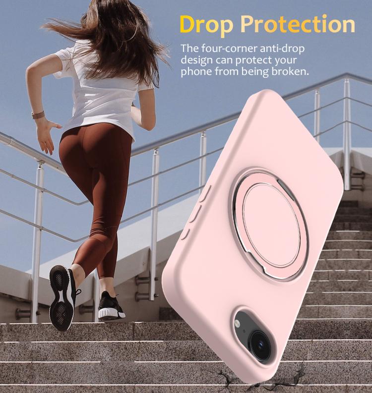 For iPhone 17e / 16e Liquid Silicone MagSafe Phone Case with Rotating Holder