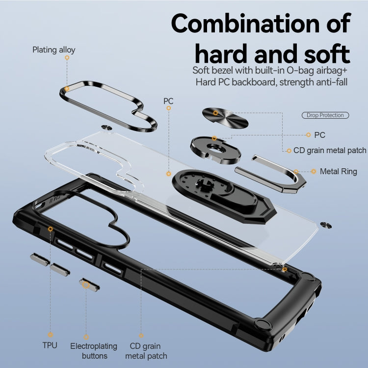 For Samsung Galaxy S25 Ultra 5G TPU + PC Lens Protection Phone Case with Ring Holder