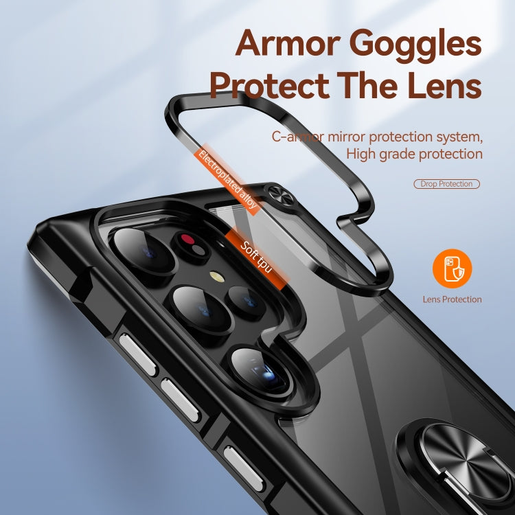 For Samsung Galaxy S25 Ultra 5G TPU + PC Lens Protection Phone Case with Ring Holder