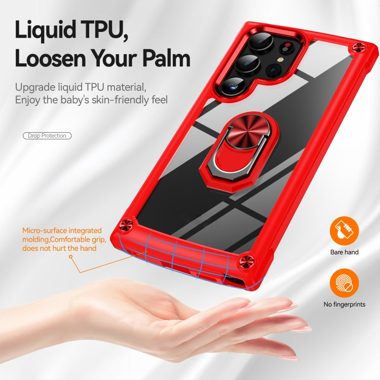 For Samsung Galaxy S25 Ultra 5G TPU + PC Lens Protection Phone Case with Ring Holder