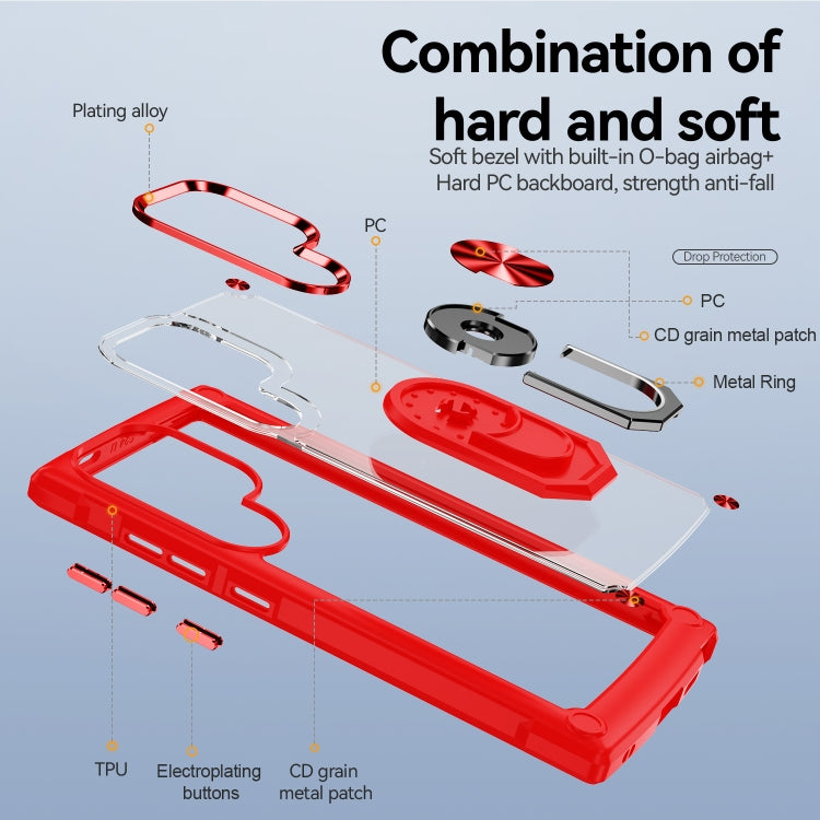 For Samsung Galaxy S25 Ultra 5G TPU + PC Lens Protection Phone Case with Ring Holder