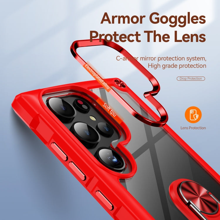 For Samsung Galaxy S25 Ultra 5G TPU + PC Lens Protection Phone Case with Ring Holder