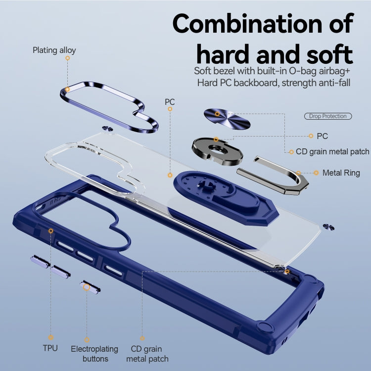 For Samsung Galaxy S25 Ultra 5G TPU + PC Lens Protection Phone Case with Ring Holder