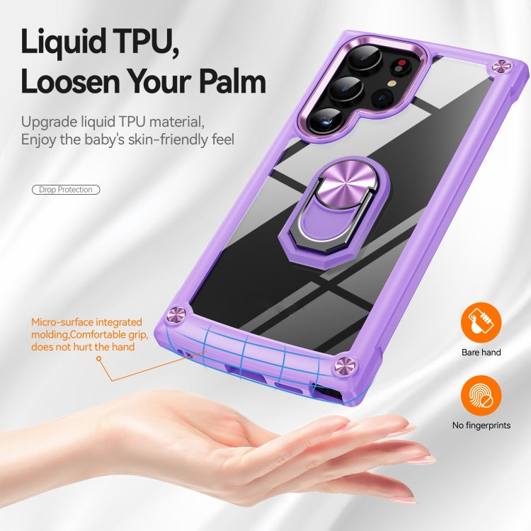 For Samsung Galaxy S25 Ultra 5G TPU + PC Lens Protection Phone Case with Ring Holder