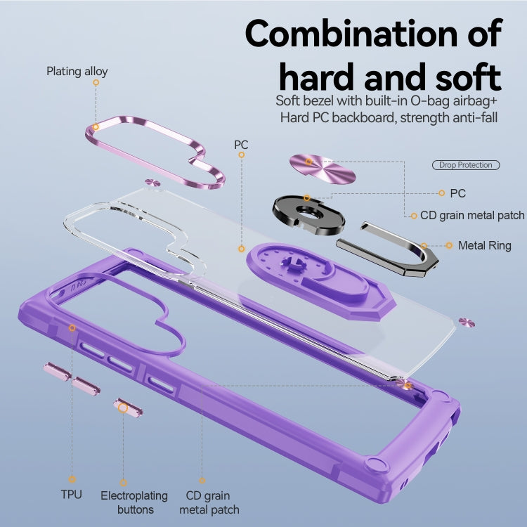 For Samsung Galaxy S25 Ultra 5G TPU + PC Lens Protection Phone Case with Ring Holder