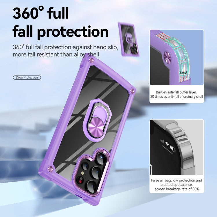 For Samsung Galaxy S25 Ultra 5G TPU + PC Lens Protection Phone Case with Ring Holder