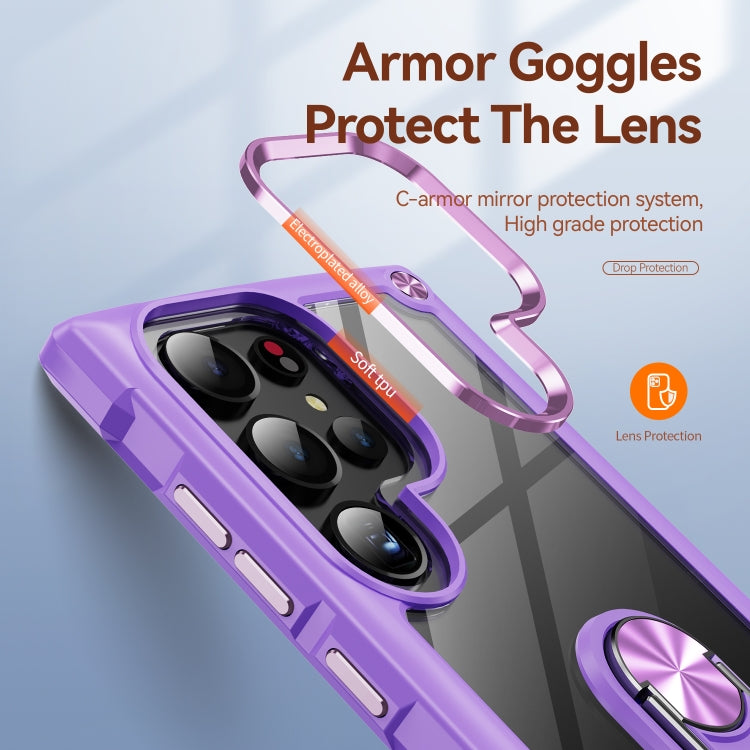For Samsung Galaxy S25 Ultra 5G TPU + PC Lens Protection Phone Case with Ring Holder