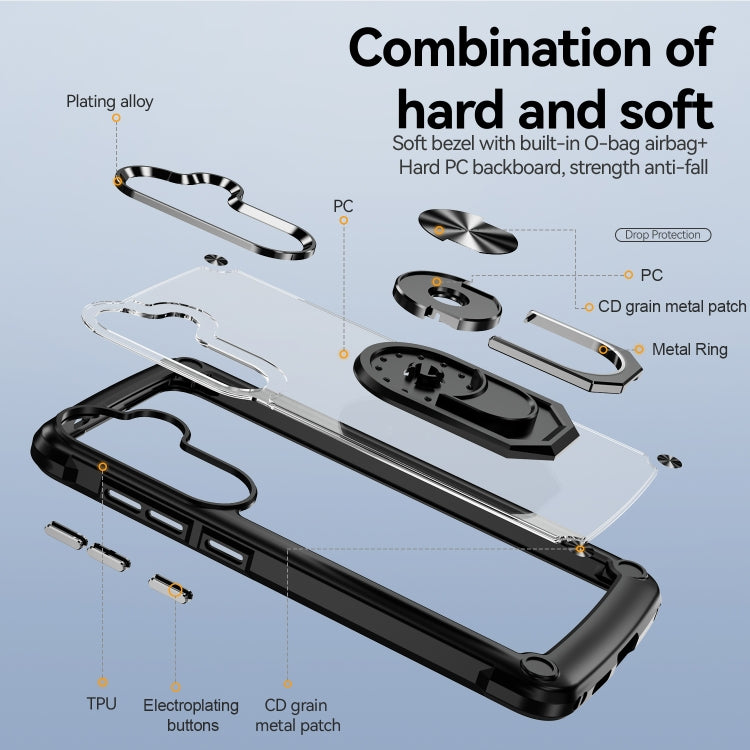 For Samsung Galaxy S25+ 5G TPU + PC Lens Protection Phone Case with Ring Holder