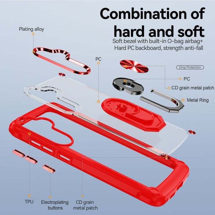 For Samsung Galaxy S25+ 5G TPU + PC Lens Protection Phone Case with Ring Holder