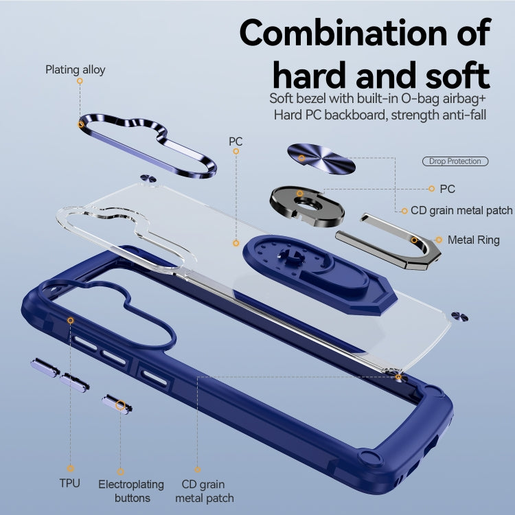 For Samsung Galaxy S25+ 5G TPU + PC Lens Protection Phone Case with Ring Holder