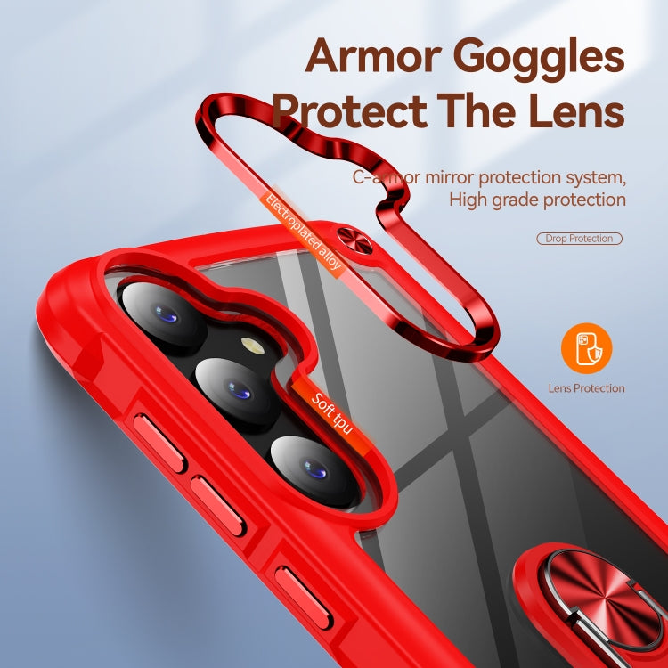 For Samsung Galaxy S24 FE 5G TPU + PC Lens Protection Phone Case with Ring Holder