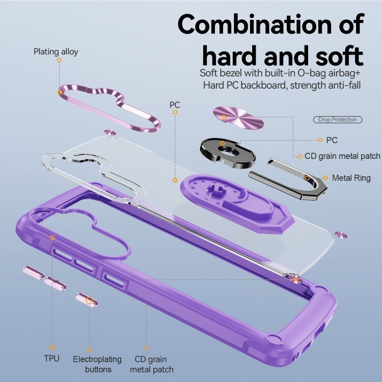 For Samsung Galaxy S24 FE 5G TPU + PC Lens Protection Phone Case with Ring Holder