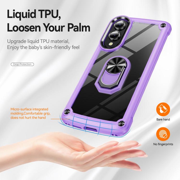 For Samsung Galaxy S25 Edge 5G TPU + PC Lens Protection Phone Case with Ring Holder