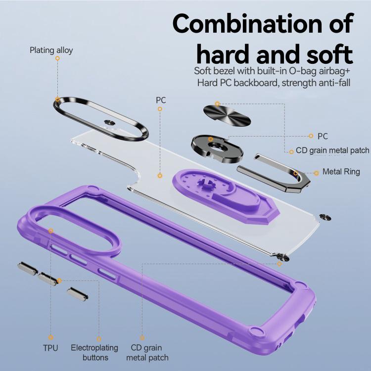 For Samsung Galaxy S25 Edge 5G TPU + PC Lens Protection Phone Case with Ring Holder