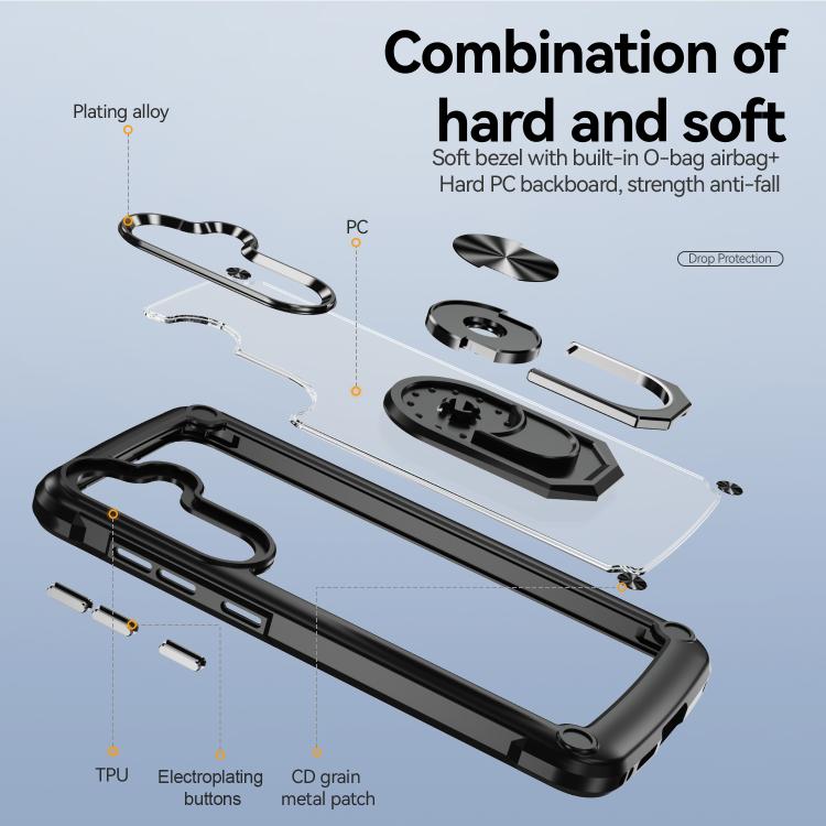For Samsung Galaxy S25 FE 5G TPU + PC Lens Protection Phone Case with Ring Holder
