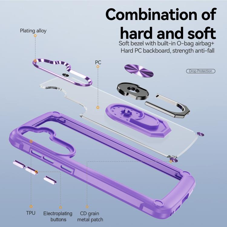For Samsung Galaxy S25 FE 5G TPU + PC Lens Protection Phone Case with Ring Holder