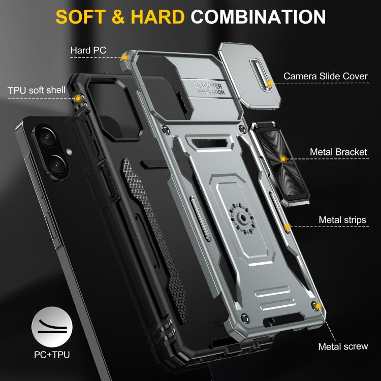 For Samsung Galaxy A07 4G Armor PC Hybrid TPU Camera Shield Phone Case