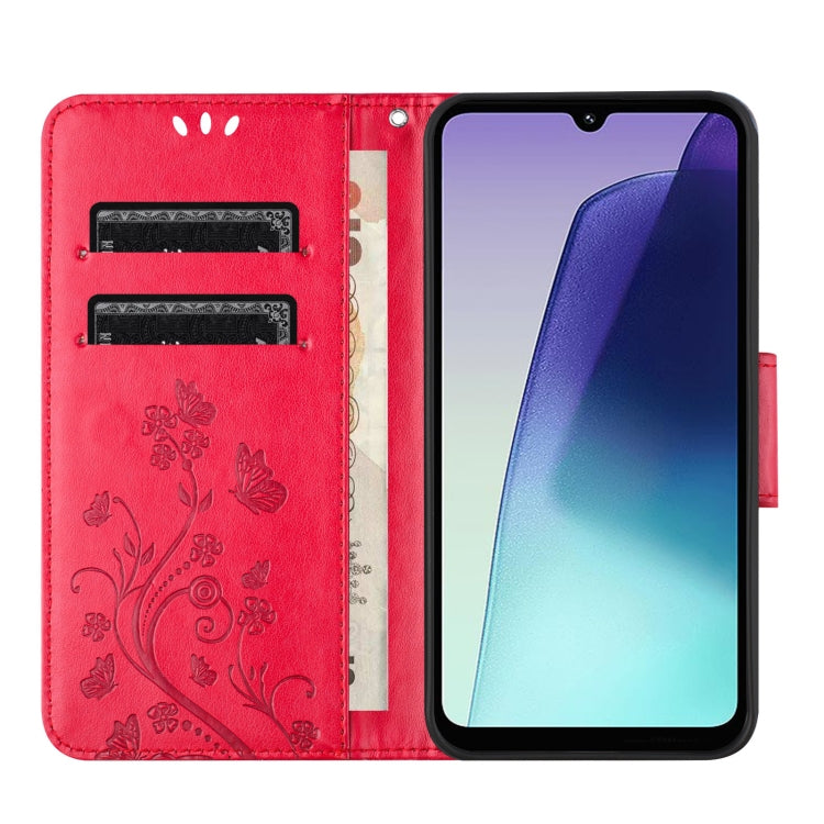 For Redmi 14C Butterfly Flower Pattern Flip Leather Phone Case