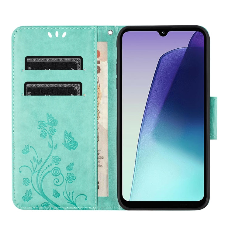 For Redmi 14C Butterfly Flower Pattern Flip Leather Phone Case