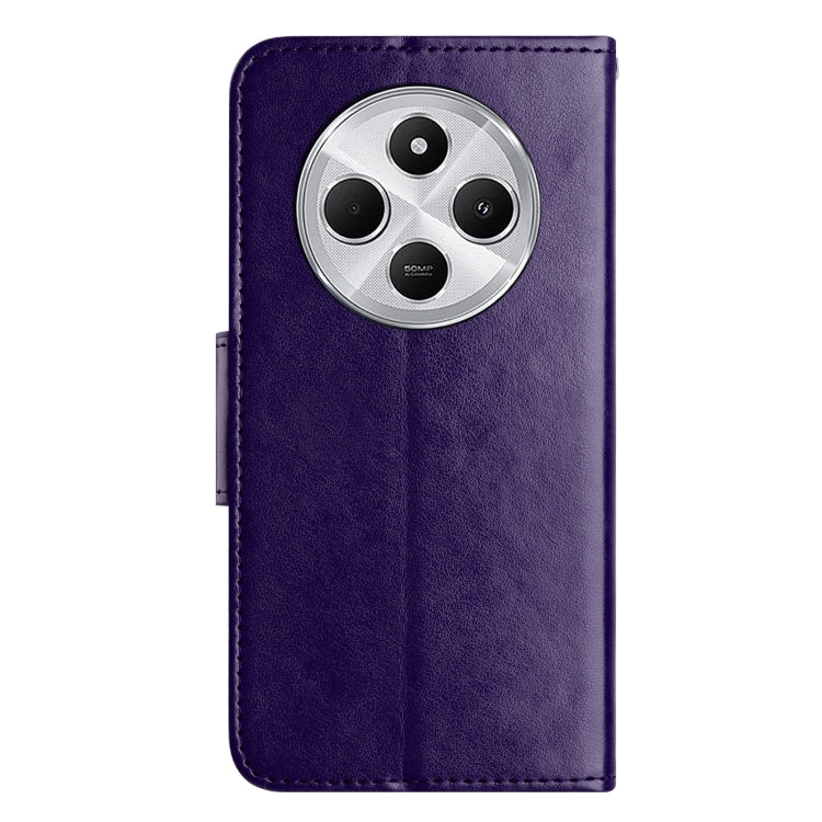 For Redmi 14C Butterfly Flower Pattern Flip Leather Phone Case