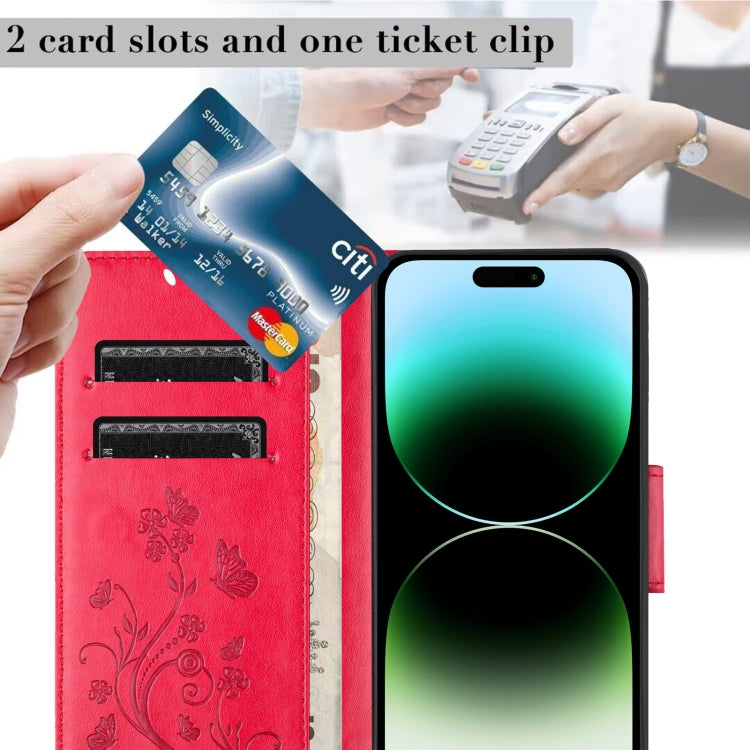For  Redmi Note 14 5G Butterfly Flower Pattern Flip Leather Phone Case