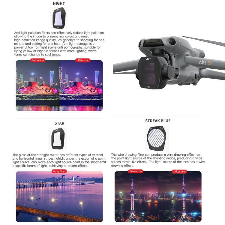 For DJI Air 3S JSR CB Series Drone Lens Filter, Filter:ND8