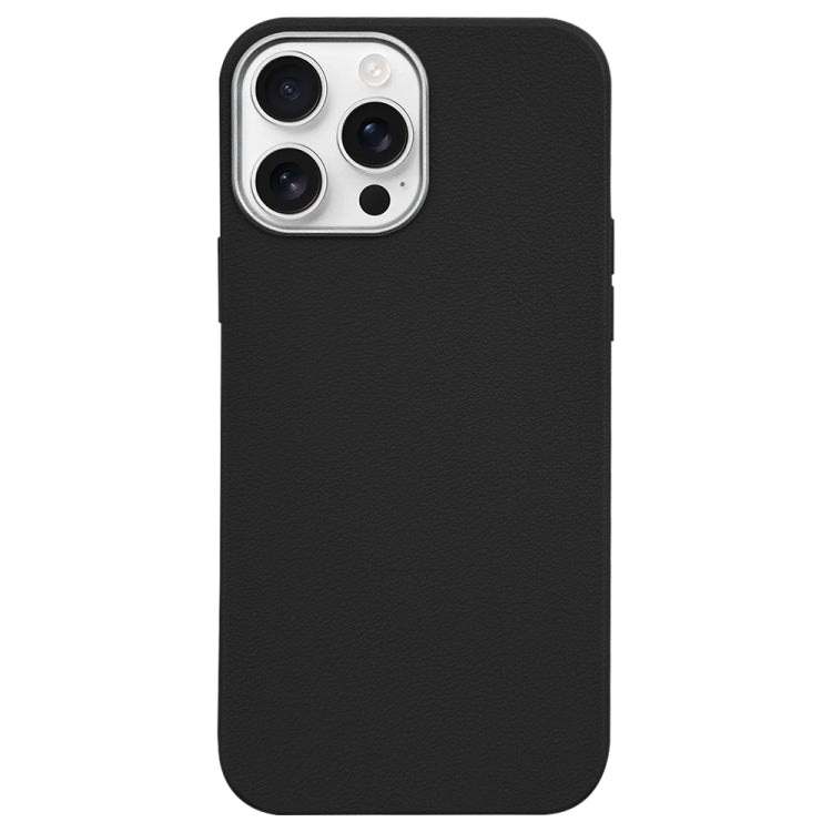 For iPhone 16 Pro Litchi Pattern Silver Edge Camera Frame Material Phone Case