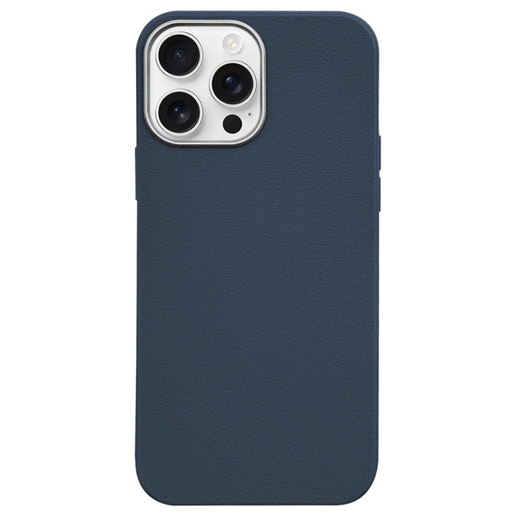 For iPhone 16 Pro Litchi Pattern Silver Edge Camera Frame Material Phone Case