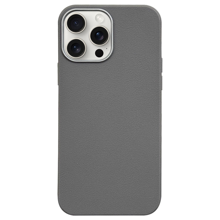 For iPhone 15 Pro Litchi Pattern Silver Edge Camera Frame Material Phone Case