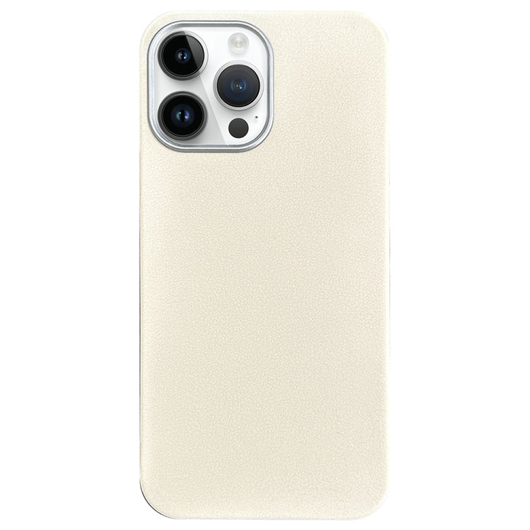 For iPhone 14 Pro Litchi Pattern Silver Edge Camera Frame Material Phone Case