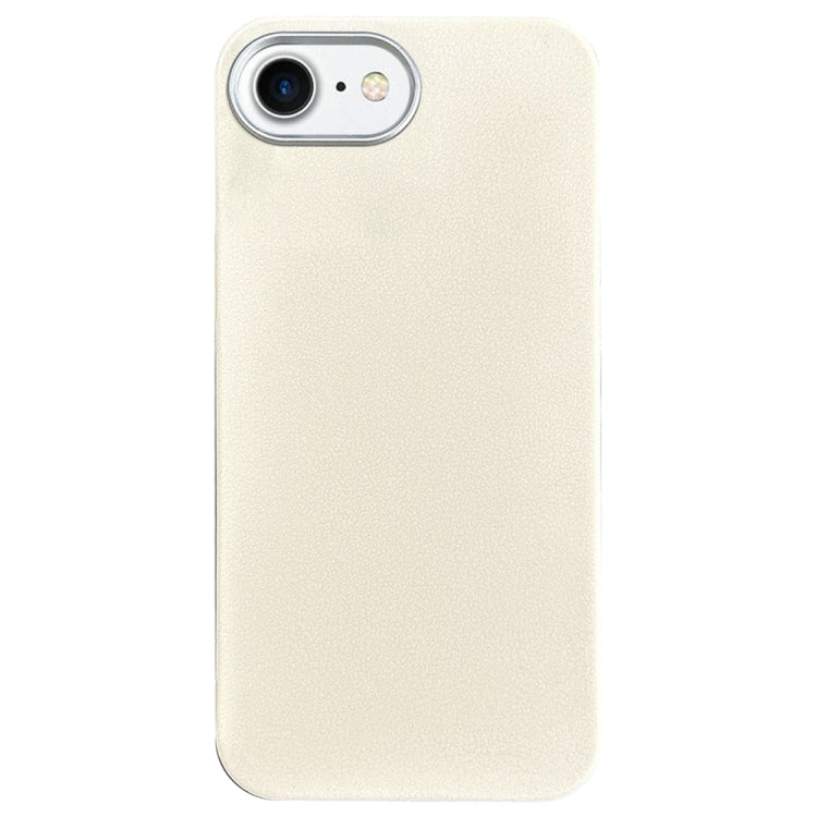 For iPhone SE 2022 / SE 2020 Litchi Pattern Silver Edge Camera Frame Material Phone Case