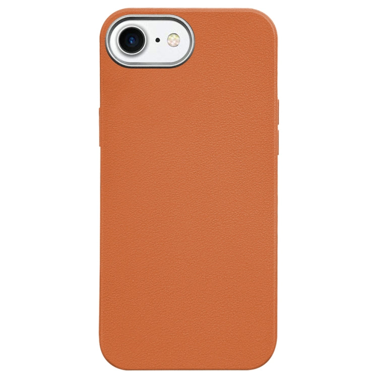 For iPhone SE 2022 / SE 2020 Litchi Pattern Silver Edge Camera Frame Material Phone Case