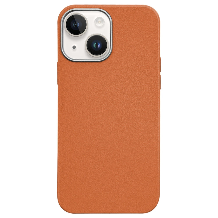 For iPhone 13 Litchi Pattern Silver Edge Camera Frame Material Phone Case