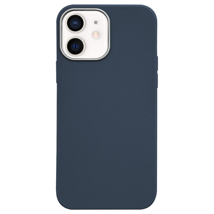 For iPhone 12 Litchi Pattern Silver Edge Camera Frame Material Phone Case