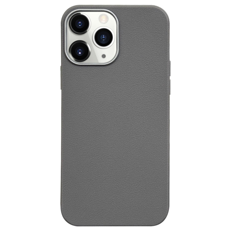 For iPhone 11 Pro Max Litchi Pattern Silver Edge Camera Frame Material Phone Case