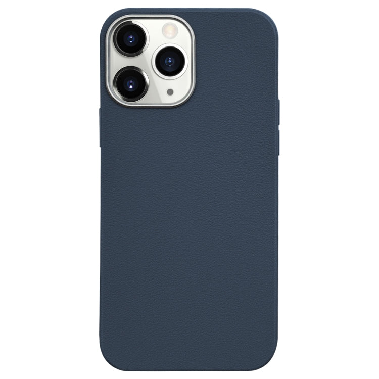 For iPhone 11 Pro Max Litchi Pattern Silver Edge Camera Frame Material Phone Case