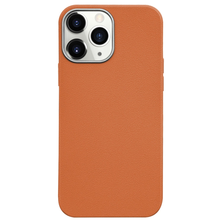 For iPhone 11 Pro Max Litchi Pattern Silver Edge Camera Frame Material Phone Case