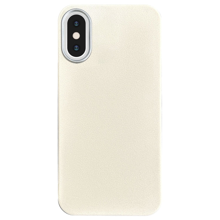 For iPhone XS / X Litchi Pattern Silver Edge Camera Frame Material Phone Case