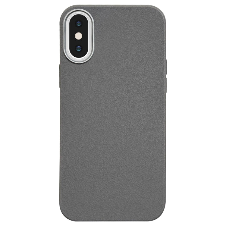 For iPhone XS / X Litchi Pattern Silver Edge Camera Frame Material Phone Case