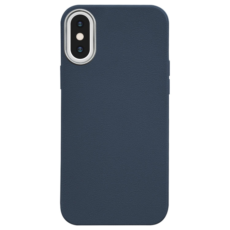 For iPhone XS / X Litchi Pattern Silver Edge Camera Frame Material Phone Case