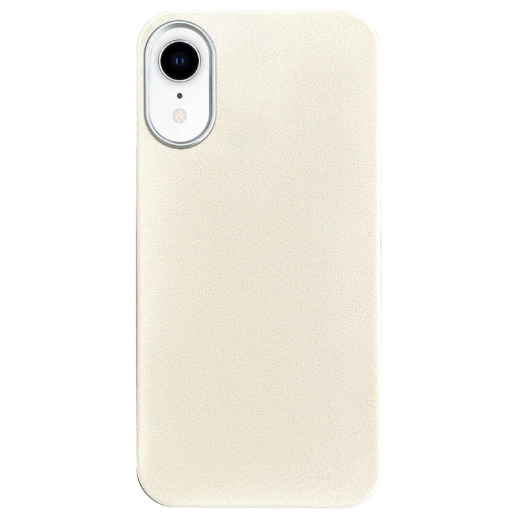 For iPhone XR Litchi Pattern Silver Edge Camera Frame Material Phone Case