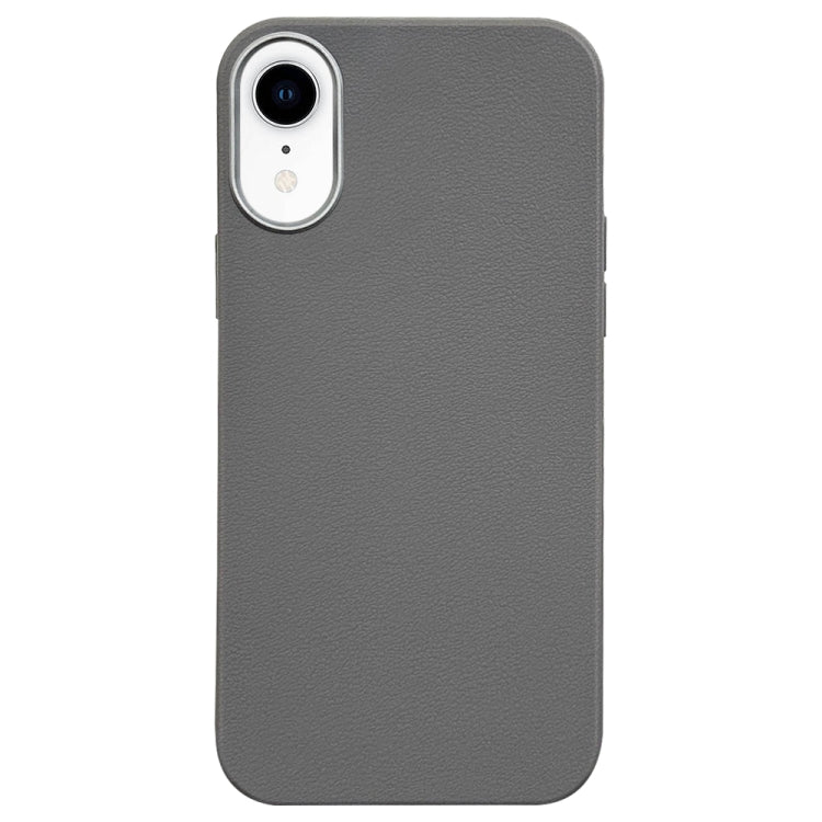 For iPhone XR Litchi Pattern Silver Edge Camera Frame Material Phone Case