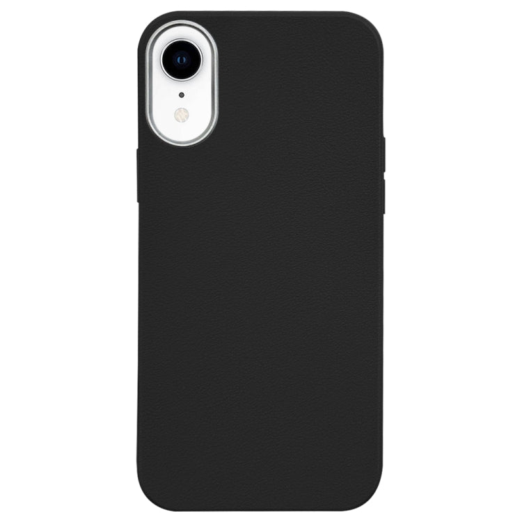 For iPhone XR Litchi Pattern Silver Edge Camera Frame Material Phone Case