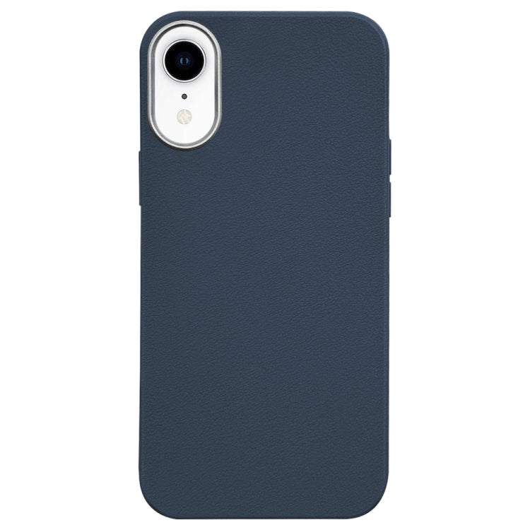 For iPhone XR Litchi Pattern Silver Edge Camera Frame Material Phone Case