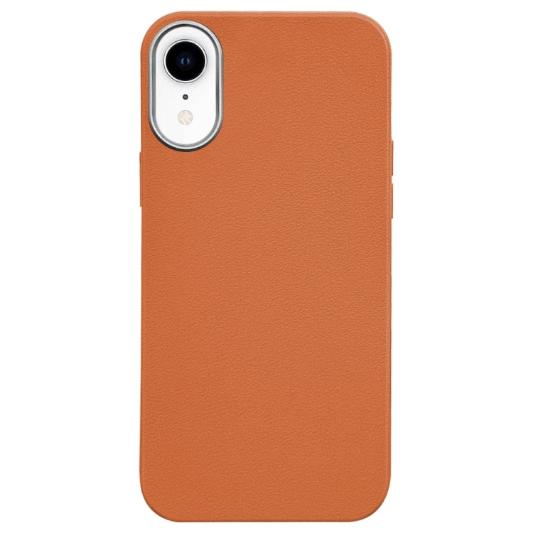 For iPhone XR Litchi Pattern Silver Edge Camera Frame Material Phone Case