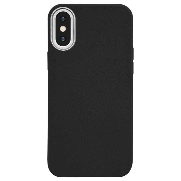 For iPhone XS Max Litchi Pattern Silver Edge Camera Frame Material Phone Case