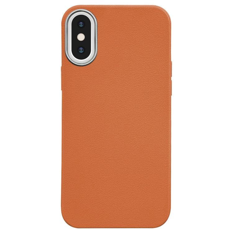For iPhone XS Max Litchi Pattern Silver Edge Camera Frame Material Phone Case