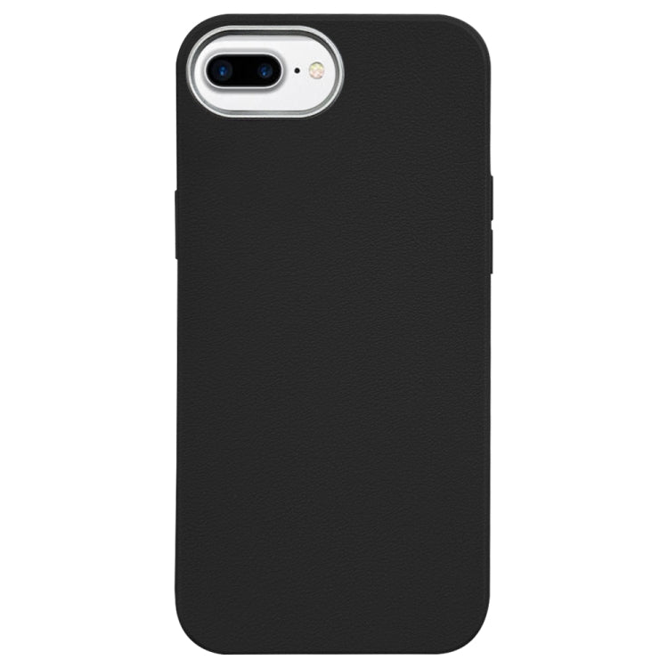 For iPhone 8 Plus / 7 Plus Litchi Pattern Silver Edge Camera Frame Material Phone Case