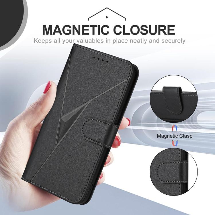 For Redmi Turbo 4 Pro / Poco F7 Triangle Pattern Buckle Clasp Leather Phone Case